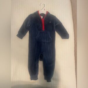 GAP Dark Blue Fleece Kids Footie with Red Zipper